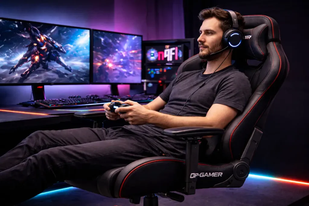 Chaise gamer ultra confort avec soutien lombaire ergonomique pour longues sessions de jeux