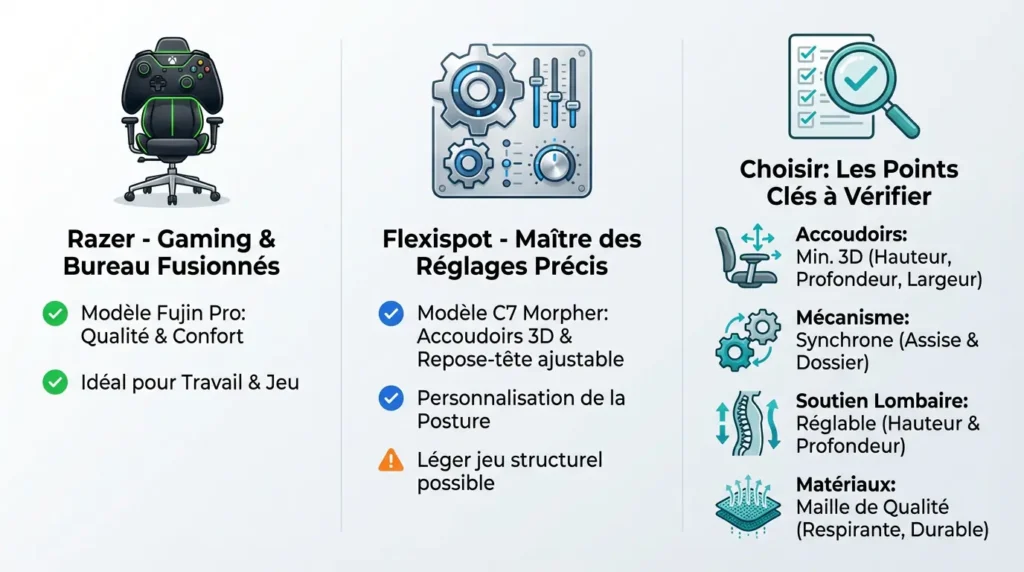 Comparatif chaises ergonomiques gaming et bureau : critères clés de sélection